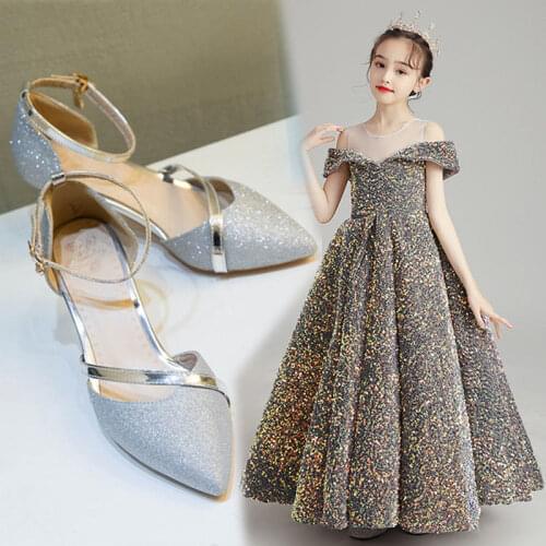 Princess Shoes For Girls Kids Party Kids Children High-heeled Formal Dance 2021 New Faux Leather