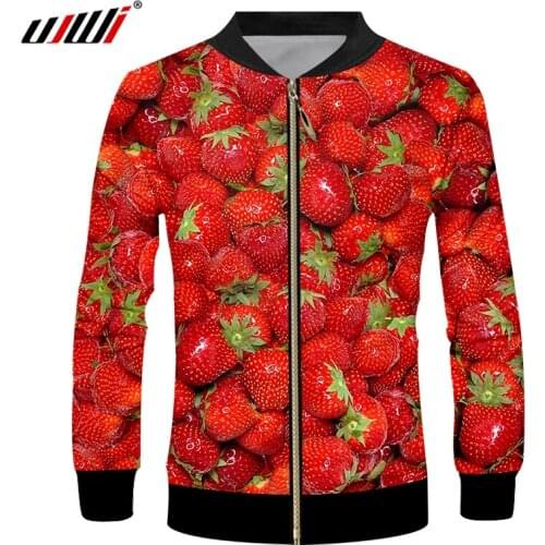 UJWI Hot 3D Fruits Baseball jacket Men Women Fall Winter Harajuku Baseball uniform print Strawberry boys girls 3D jacket Tops