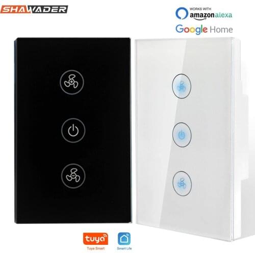 Wifi Smart Fan Switch In Wall Speed Control Enabled Variable Ceiling Touch Glass Panel Remote Tuya Alexa Google Home Assistant