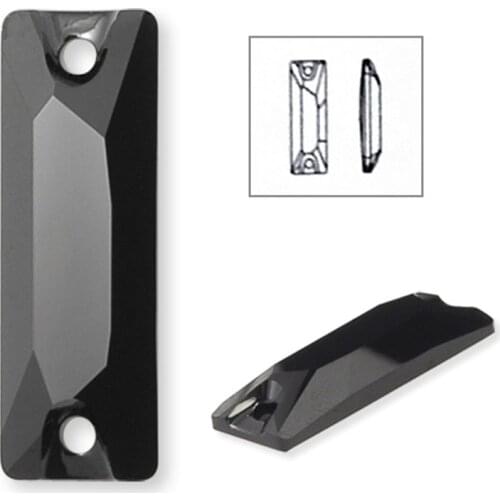 YANRUO Top 3255-Cosmic Baguette Jet Crystals Sew on Rhiniestone Crystals Flatback Sewing Stones Black