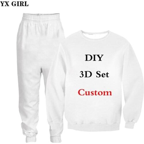 YX GIRL Drop shipping 3D Print DIY Custom Design Men/Women Sweatshirt pants suit Fashion clothing Drop Shipping Wholesalers