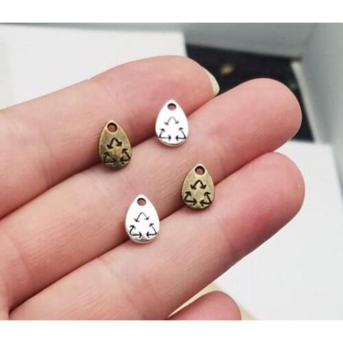 100pcs/lot--7x10mm, Recycling cham,Antique silver plated/bronze plated Water Drop charm,DIY supplies,Jewelry accessories