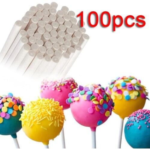100Pcs Practical Lollipop Cake Paper Stick Pops White Solid Paper Stick Baking DIY Mold