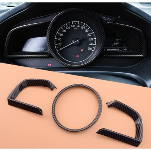 3pcs/set ABS Carbon Fiber Look Dashboard Interior Instrument Frame Trim Fit For Mazda 3 Sedan Hatchback 2014 2015 2016 2017 2018