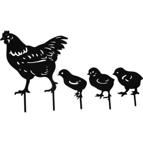 4Pcs Chicken Yard Art Outdoor Garden Backyard Lawn Stakes Acrylic Hen Yard Decor