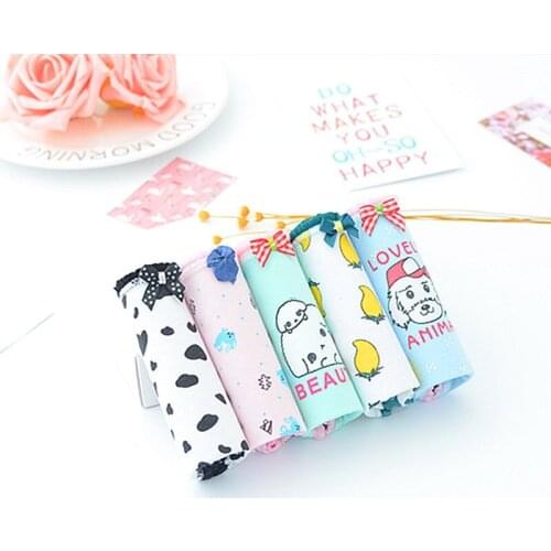 Hot 5pcs / lot girls briefs Cartoon cute young girls panties Middle waist kids girl underwear boxer12-22Y underwear for girls