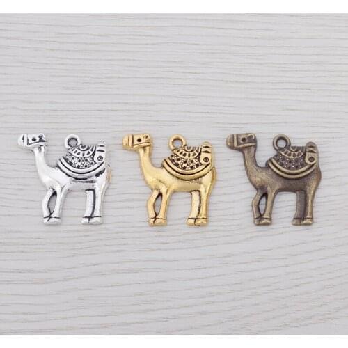 50 x Tibetan Silver/Bronze Camel Holiday Charms Pendants for Necklace Jewelry Making Findings 24x23mm