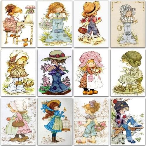 5D Diy Diamond Painting Cartoon Girl Full Square/Round 3D Diamond Embroidery Angel Princess Cross Stitch Mosaic Kits Home Decor