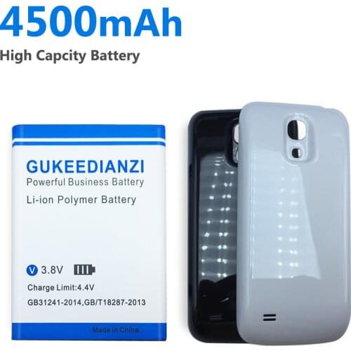 GUKEEDIANZI For Samsung Galaxy S4 mini I9190 I9195 I9192 Phone Replace Extended Battery+Free Back Cover B500AE 4500mAh Battery