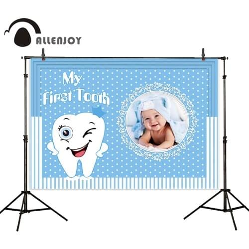 Allenjoy Boy Crown Backdrop My First Tooth Kid Birthday Event Party Background Prince Dots Blue Photozone Banner Decoration