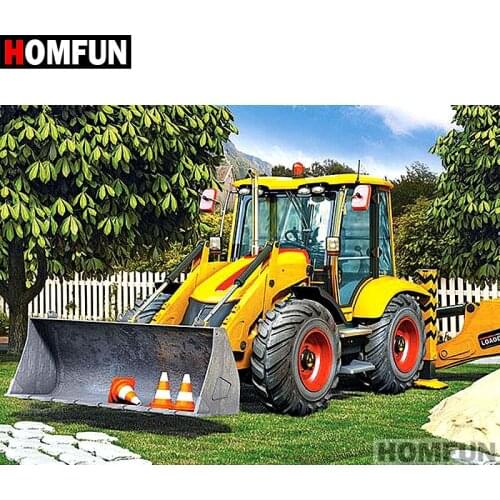 HOMFUN Full Square/Round Drill 5D DIY Diamond Painting "excavator" Embroidery Cross Stitch 5D Home Decor Gift A07098