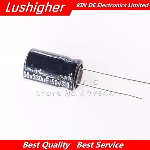 20Pcs 50V 330UF 10*16.5mm 50V330UF 10x16.5 mm Aluminum Electrolytic Capacitor DIP