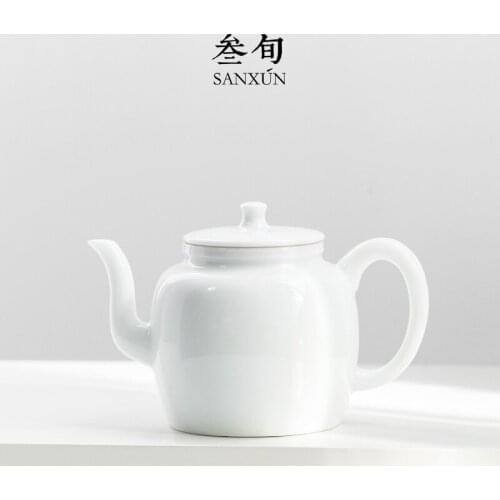 White ceramic teapot single pot of kung fu tea set household teapot filtering pot of Japanese handmade little teapot