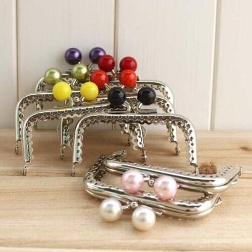 C13 Super cute 10cm Silver lace Candy bead head Metal Purse frame Kiss Clasp DIY Quilting handmade coin Purse Bag 8pcs/lot