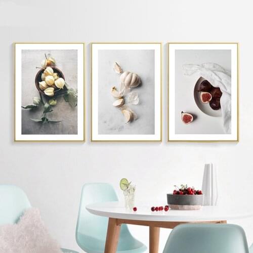 Fruit Vegetable Canvas Painting Fig Garlic Diced Poster Print Nordic Food Wall Art Kitchen Picture Dinging Room Restaurant Decor