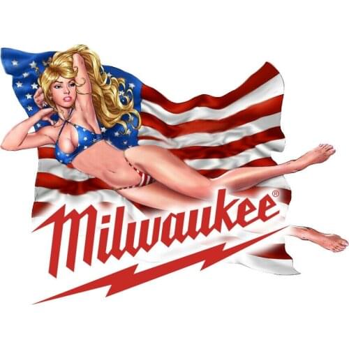 For MILWAUKEE TOOLS STICKER DECAL USA beauty GIRL MECHANIC GLOSSY LABEL TOOL BOX USA