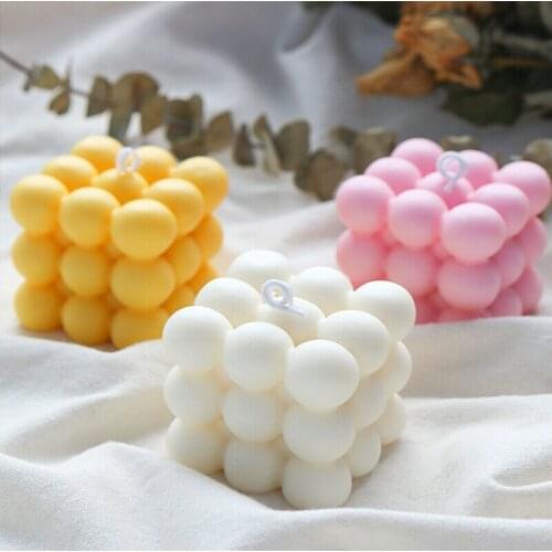 1 PCs Square Cube Candle Mould Soy Wax Essential Oil Aromatherapy Candle DIY Cloud Shape Candle Material Wax 3D Silicone Mold
