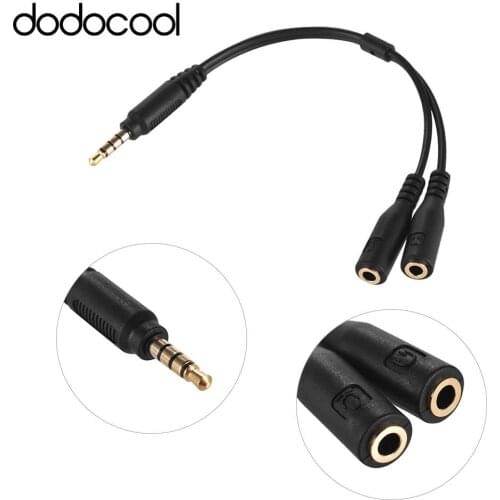 3.5mm Microphone Adapter Cable Audio Stereo Mic Converter Cord Two 3-Pole TRS Female to One 4-Pole TRRS Male Plug for Smartphone