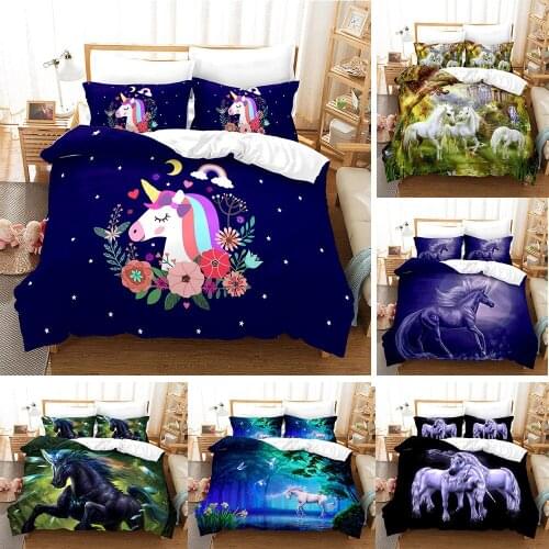 3D Print Unicorn Room Bedding Set Luxury Duvet Cover Set Kawaii Cartoon Bedding Set Duvet Cover Set Bed Set Twin Full Queen King