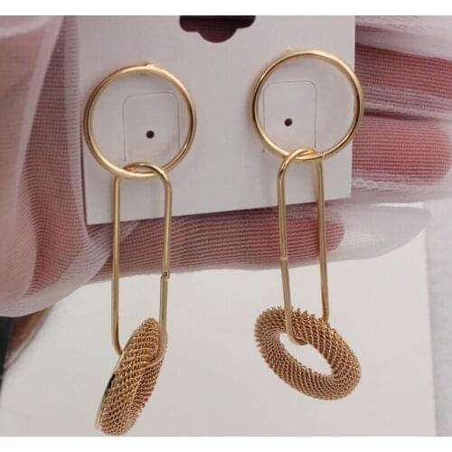 Round circle party club wear long dangle earrings for women girls gifts jewelry high quality fce007