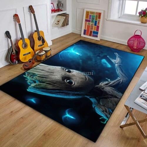 Guardians of the Galaxy Cute Treeman Groot Rug Rocket Raccoon Carpet Non Slip Floor Mat Marvel Super Hero Boy Bedroom Playmat