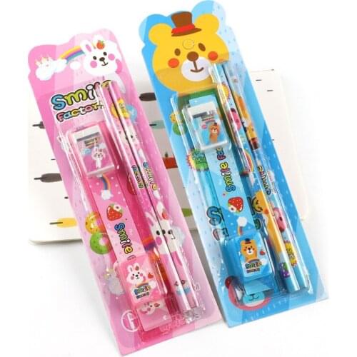Cute cartoon stationery set 5 sets of kindergarten students 5 in 1 small prize small gifts school supplies combination