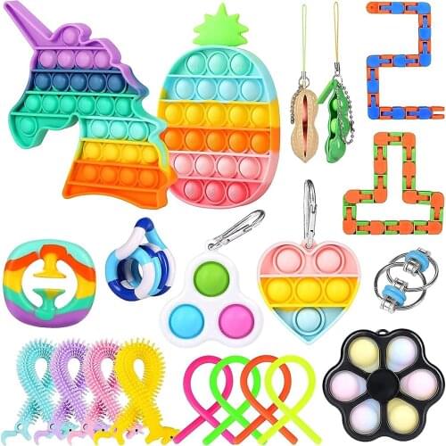 Pack Its Square Antistress Push Bubble Fidget Toys Children And Adults Stress Relief And Anti-Anxiety Tools Squishy Toy Set