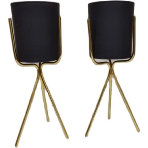 2021 New Fashion Luxury Metal Leg Glass Flower Pot Candle Holder Elegant Mold Minimal Home Decoration Accessories Handmade 2 pcs