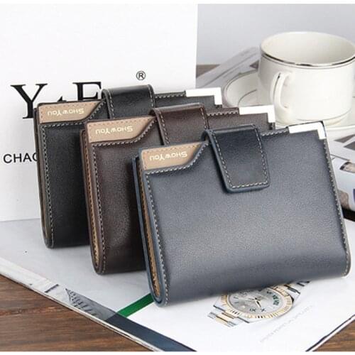 Mens short casual wallet vertical buckle multifunctional zipper wallet coin purse document bag wallet