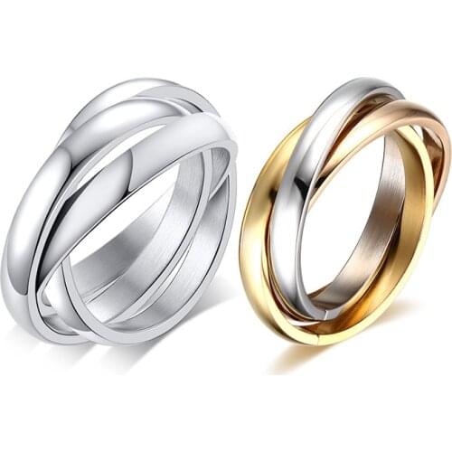 New Triple Interlocked Engagement Rings for Women Stainless Steel Three-in-one Promise Gift for Her Valentines Day