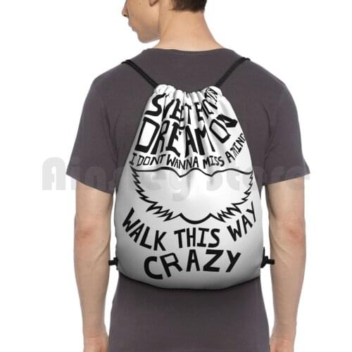 - Songs Backpack Drawstring Bags Gym Bag Waterproof Music Songs Sweet Emotion Dream On Crazy I Dont Wanna Miss A Thing