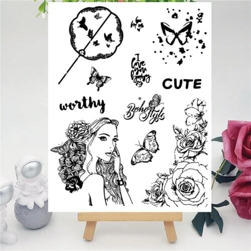 14*18CM Butterfly Transparent Clear Stamps / Silicone Seals Roller Stamp For DIY Scrapbooking Photo Album/Card Making