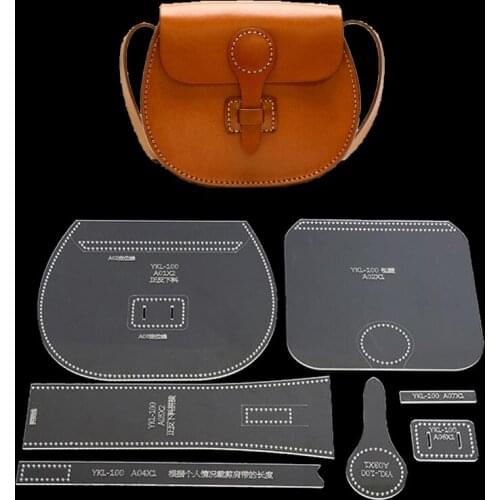 DIY Designer Leather Acrylic Plate Make Shoulder Diagonal Leather Bag Pattern Template Embossing Sewing Leathercraft Tool Sets