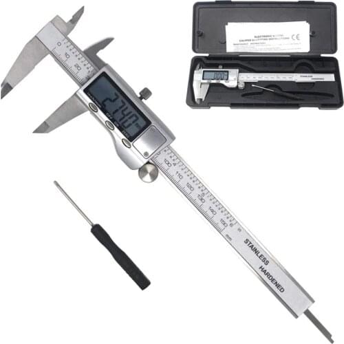 150mm/6Inch Digital Caliper Stainless Steel Vernier Calipers Electronic Micrometer Ruler Depth Measuring Tool Gauge Instrument