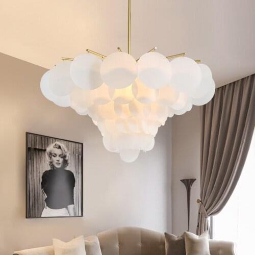 Modern Led Metal Pendant Lights Wrought Iron Glass Round Ball Brass Rod Hanging Lamp For Living Roomcafekitchen Nordic Lighting