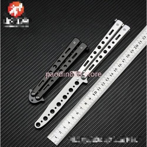 Thick c27 Trainer butterfly 440C Blade steel Handle outdoor camping Hunting Knife EDC Pocket Free-swinging Knife