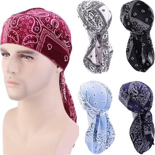 Unisex Bandana Hat Durag doo du Rag New Muslim Head Cover Headscarf Turban Bonnet Hat Long Tail Cap long tail headwrap chemo cap