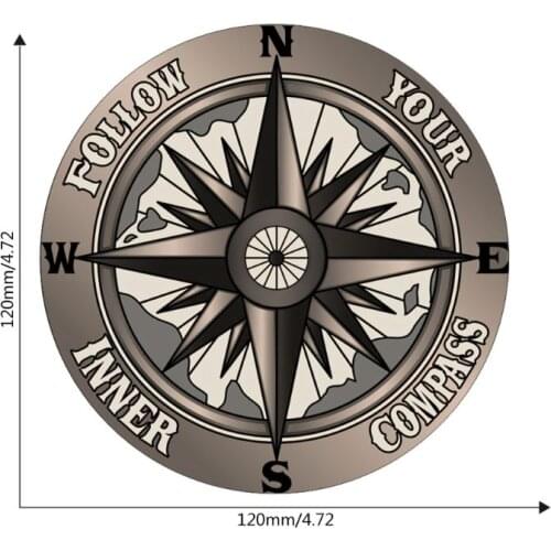 50LC 12CM*12CM Universal Reflective Funny Follow Your Inner Compass PET Car Sticker