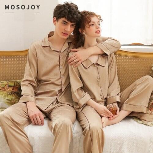 Youhottest Men and Women Sleepwear Silk Pajamas Satin Long Sleeve Pajamas Sets