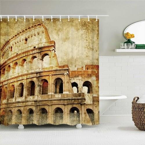 Vintage Style Retro landscape Bath Curtain Waterproof Fabric Shower Curtains Bathtub Screen for Bathroom Home Decor