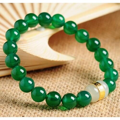 Gold inlaid jade road pass bracelet Hetian jade transfer bead braceletH14