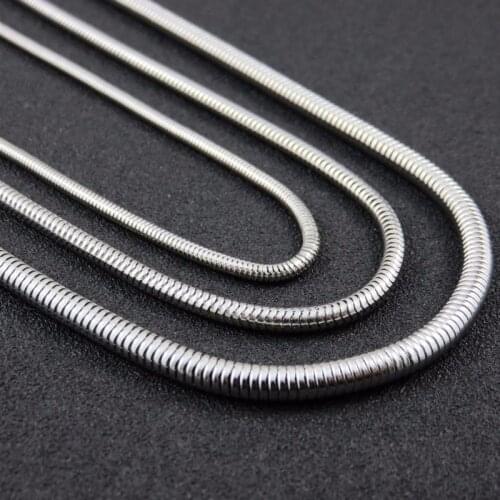 1.2/1.5/2.4/3.2/4.2mm 40-90cm 316L Stainless Steel Round Snake Bone Chains Necklaces Fashion Mens Gift Jewelry