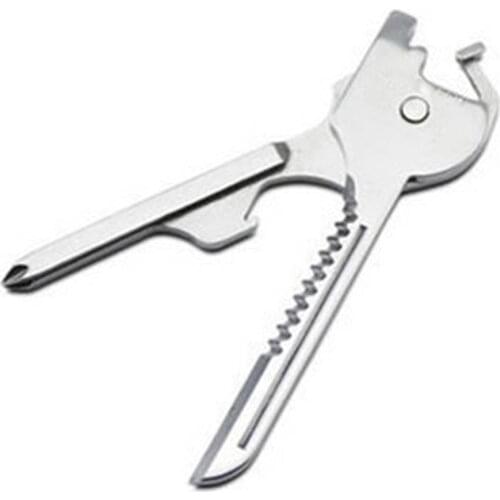 1pcs Stainless Steel 6 In 1 Multi Tool Keychain Utiliity Camping Swiss Pocket Survival Knife