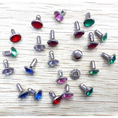 100 sets Color diamond Rivets 8mm drill buckle DIY bags decorative nails variety colors mixed Acrylicg rivets