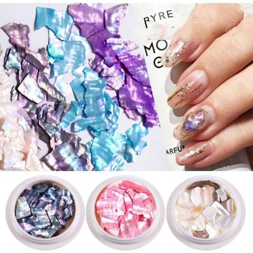 1 box 3D Abalone Shell Nail Sticker Gradient Pearl Shell Slice Slider Summer DIY Gel Polish Manicure Nail Art Decorations