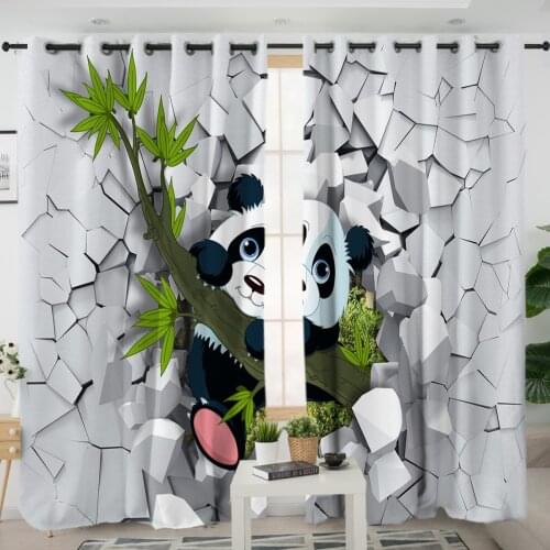 3D Window Curtains Cortinas De Dormitorio Gray Panda Animals Print Room Home Decor Rideau De Fenetre Drapes Cotinas Rideau Salon