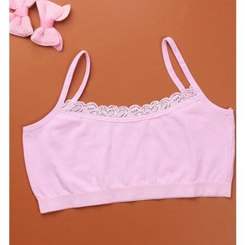 4pcs/Lot Childrens Breast Care Girl Bra 8-14 Years Hipster Cotton Teens Teenage Underwear Summer Kids Lace Vest Young