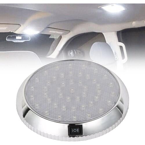 46Led Car Round Ceiling Light Electroplating Car Dome Roof Lamp Interior Light Bulb Reading Lamp 12V 5W Car Lighting Accessories