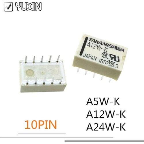 5pcs/lot 100%Original New Signal Relay A5W-K 5VDC A12W-K 12VDC A24W-K A24W-K A24W K 5V 12V 24V 10PINS 1A