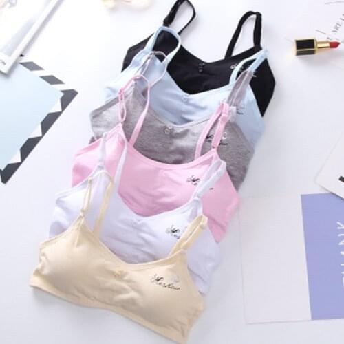 5pcs/Lot Youth Cotton Training Bras Teenager Girls Letter Print Sport Yoga Underwear Teen Kids Wireless Bra girls underwear